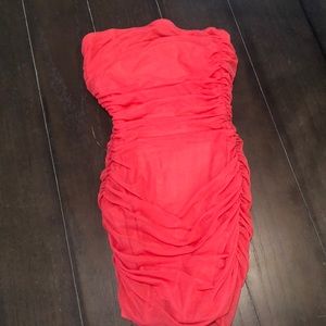 Hot Pink mini strapless dress